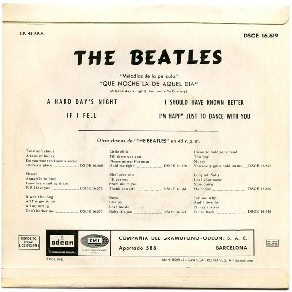 The Beatles - Que Noche La De Aquel Dia | Odeon (DSOE 16.619) - 2