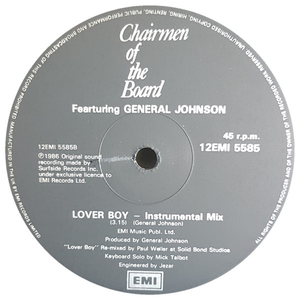 Chairmen Of The Board Featuring General Johnson - Loverboy | EMI (12 EMI 5585) - 2