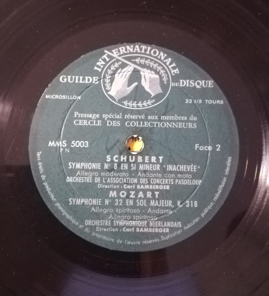 Wolfgang Amadeus Mozart / Franz Schubert / Ludwig van Beethoven / Radio-Sinfonie-Orchester Frankfurt , Nederlands Philharmonisch Orkest , Orchestre De L'Association Des Concerts Pasdeloup , Walter Goehr , Carl Bamberger - 3 Symphonies | Guilde Internationale Du Disque (MMS-5003) - 3