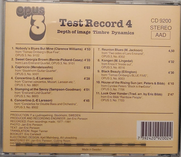 Test Record 4 (Depth Of Image, Timbre, Dynamics)