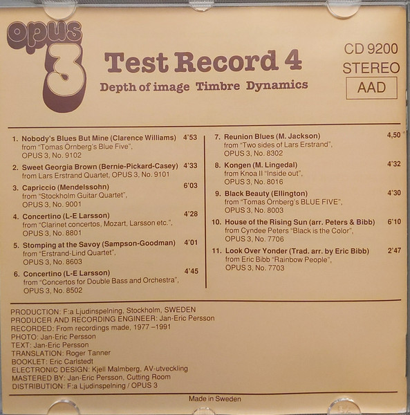 Test Record 4 (Depth Of Image, Timbre, Dynamics)