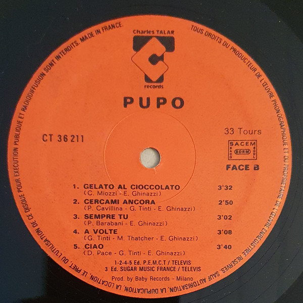 Pupo - Gelato Al Cioccolato | Charles Talar Records (CT 36 211) - 4