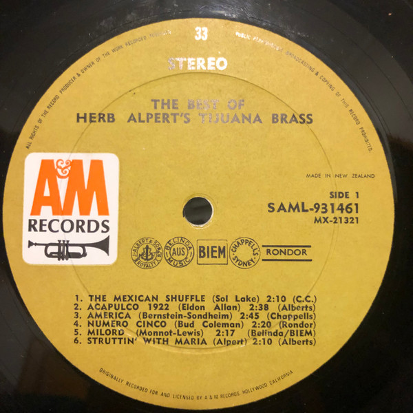 Herb Alpert & The Tijuana Brass - The Best Of Herb Alpert's Tijuana Brass | A&M Records (SAML-931461) - 3
