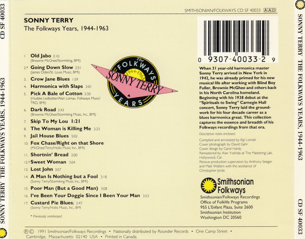 Sonny Terry - The Folkways Years, 1944-1963 | Smithsonian Folkways (CD SF 40033) - 2 Sonny Terry - The Folkways Years, 1944-1963 | Smithsonian Folkways (CD SF 40033) - 2