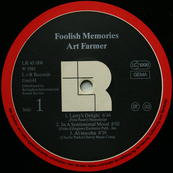 Art Farmer - Foolish Memories | L+R Records (LR 45008) - 3 Art Farmer - Foolish Memories | L+R Records (LR 45008) - 3