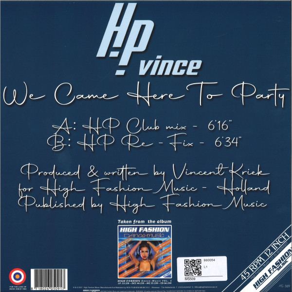 H.P. Vince - We Came Here To Party | High Fashion Music (MS 509) - 2