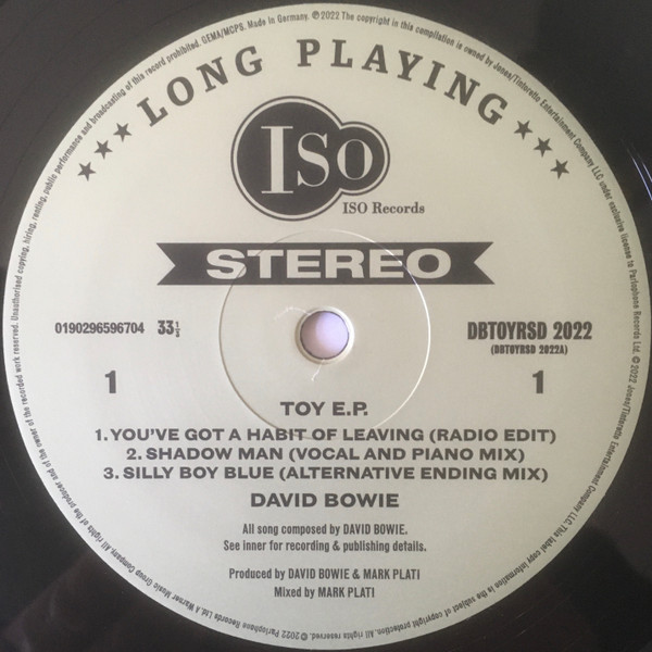 David Bowie - Toy E.P. "You've Got It Made With All The Toys" | ISO Records (0190296596704) - 3 David Bowie - Toy E.P. "You've Got It Made With All The Toys" | ISO Records (0190296596704) - 3