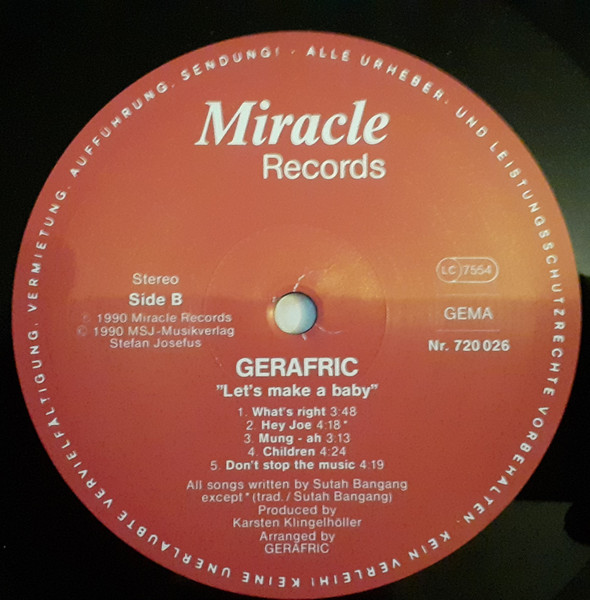 Gerafric - Let's Make A Baby | Miracle Records (720 026) - 4