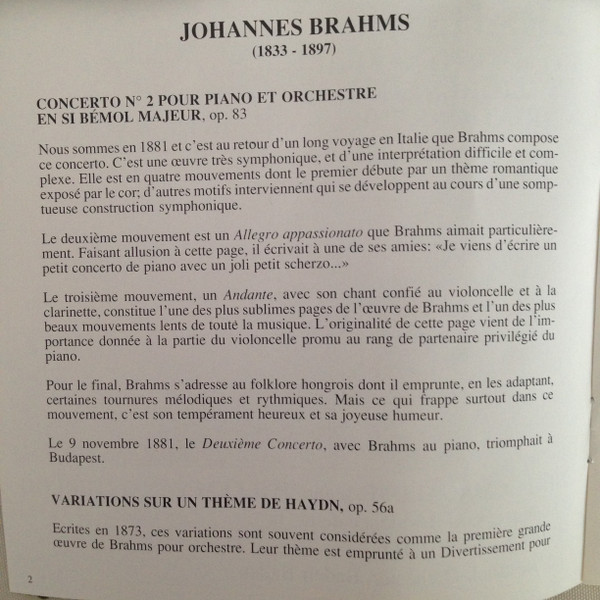 Johannes Brahms , Nikita Magaloff , Willem Van Otterloo , Carl Schuricht , Südwestfunkorchester Baden-Baden - Concerto N°2 Pour Piano | Guilde Internationale Du Disque (G.I.D CD 107) - 4