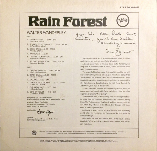 Walter Wanderley - Rain Forest | Verve Records (V6-8658) - 2