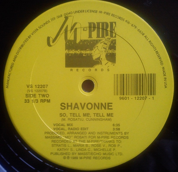 Shavonne - So, Tell Me, Tell Me | M-Pire Records (VS 12207) - 2