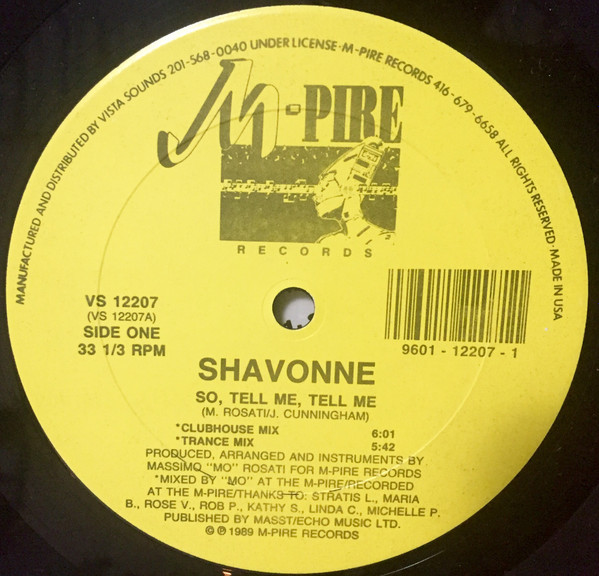 Shavonne - So, Tell Me, Tell Me | M-Pire Records (VS 12207) - main