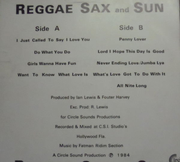 Fatman Riddim Section Featuring Chris Sieler - Reggae Sax & Sun - Vol. 1 | Fatman (CSLP 0015) - 2