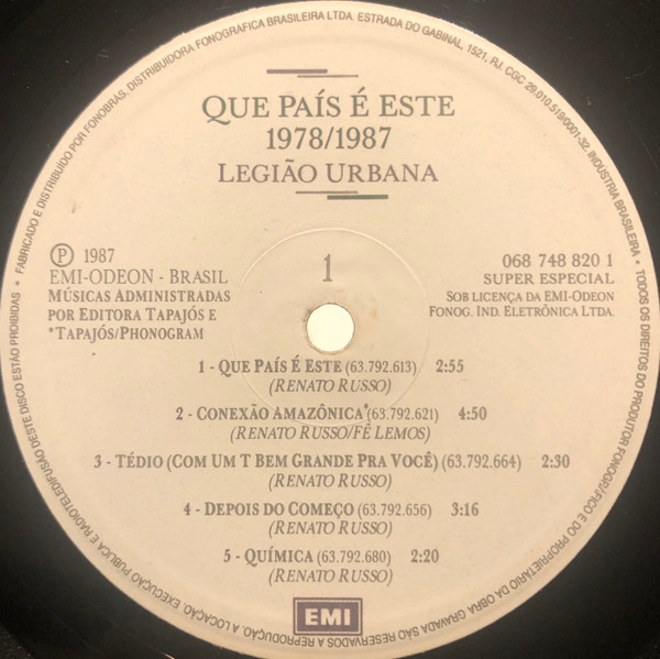 Legião Urbana - Que País É Este 1978/1987 | EMI (068 748 820 1) - 3