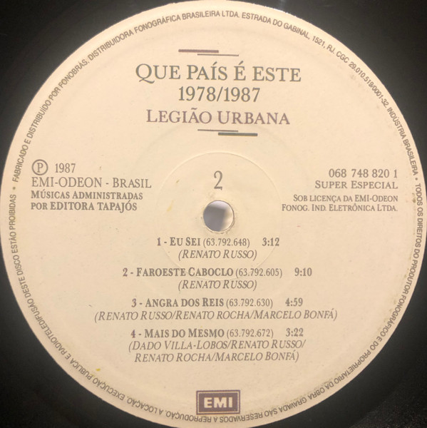 Legião Urbana - Que País É Este 1978/1987 | EMI (068 748 820 1) - 4