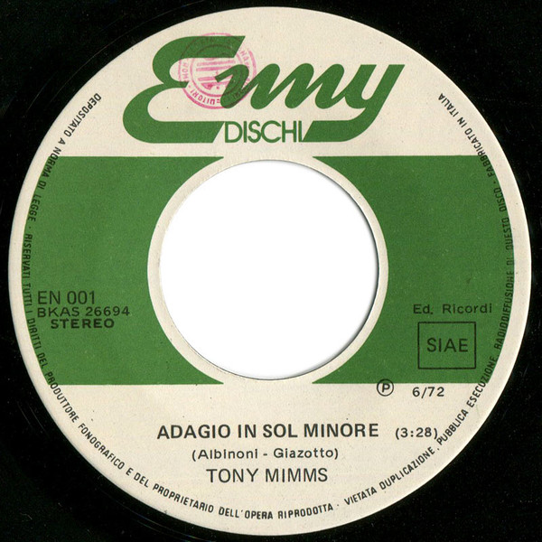 Tony Mimms - Adagio In Sol Minore / Minuetto | Enny Dischi (EN001) - 3