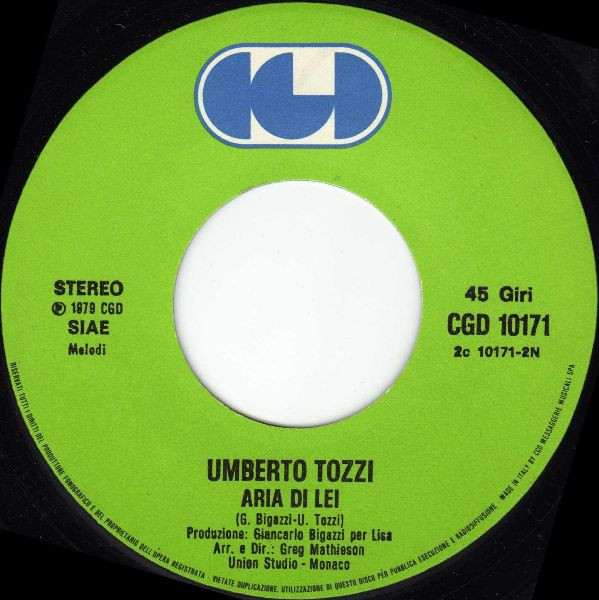 Umberto Tozzi - Gloria | CGD (CGD 10171) - 4