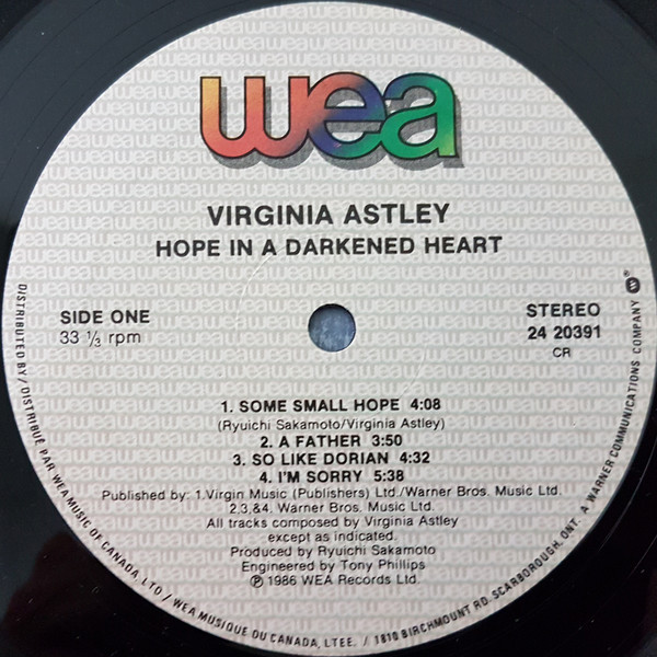Virginia Astley - Hope In A Darkened Heart [Vinyl] | WEA (24 20391) - 4