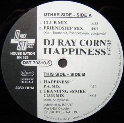 DJ Ray Corn & Friends - Happiness | Dance Street (DST 70310.5) - main