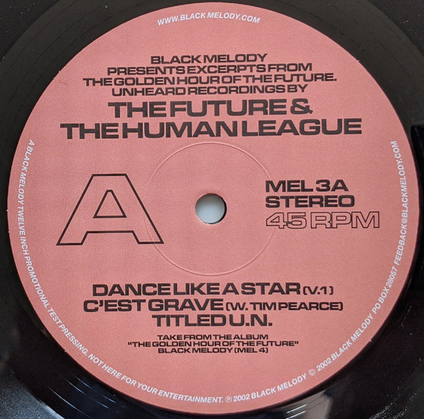 The Future & The Human League - Excerpts From The Golden Hour Of The Future | Black Melody (MEL 3) - main