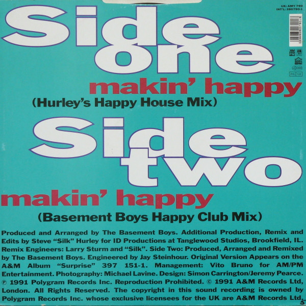 Crystal Waters - Makin' Happy | A&M PM (AMY 790) - 2