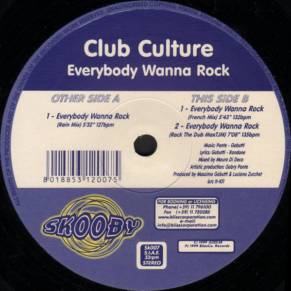 Club Culture - Everybody Wanna Rock | Skooby Records (SK007) - 2 Club Culture - Everybody Wanna Rock | Skooby Records (SK007) - 2