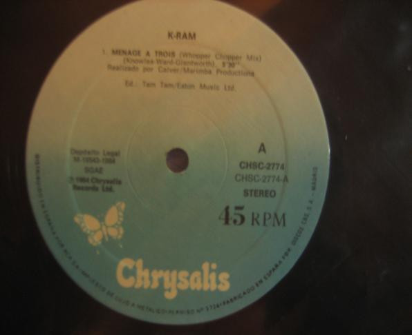 K-Ram - Ménage À Trois (Whopper Chopper Mix) | Chrysalis (CHSC-2774) - 2
