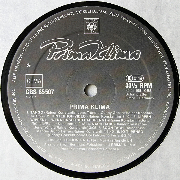 Prima Klima - Prima Klima | CBS (CBS 85 507) - 3