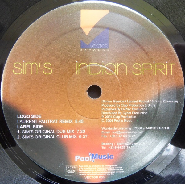 Simon Maurice - Indian Spirit | Vector Records (Vector 003) - main Simon Maurice - Indian Spirit | Vector Records (Vector 003) - main