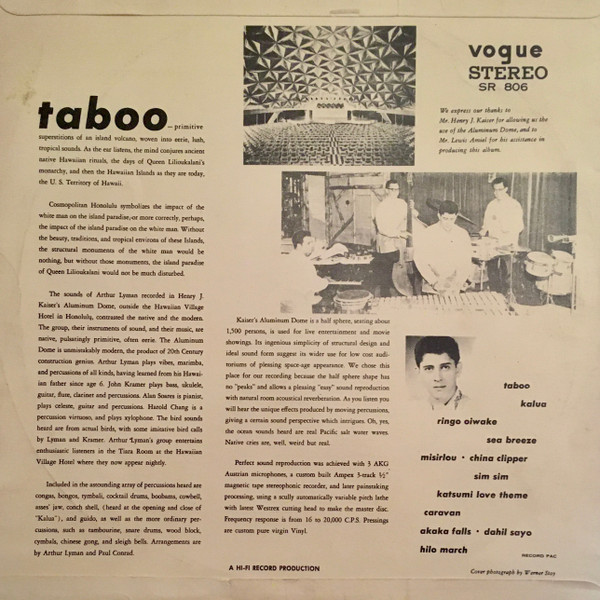 Arthur Lyman - Taboo - The Exotic Sounds Of Arthur Lyman | Vogue Records (SR.806) - 2