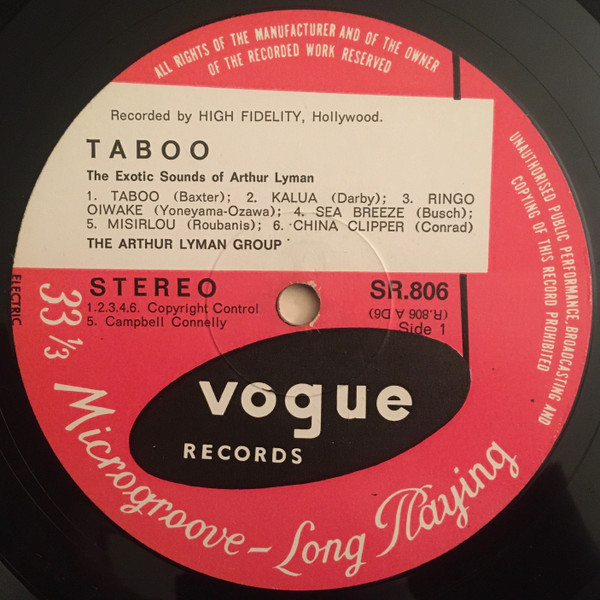 Arthur Lyman - Taboo - The Exotic Sounds Of Arthur Lyman | Vogue Records (SR.806) - 3