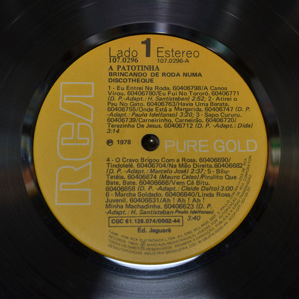 A Patotinha - Brincando De Roda Numa Discotheque | RCA Pure Gold (107.0296) - 3