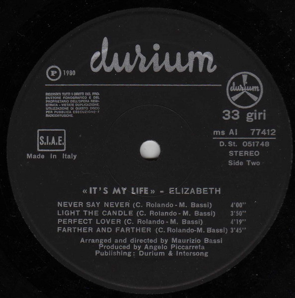 Elizabeth - It's My Life | Durium (ms AI 77412) - 4 Elizabeth - It's My Life | Durium (ms AI 77412) - 4