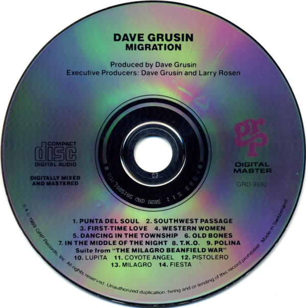 Dave Grusin - Migration | GRP (GRP-9592-2) - 3