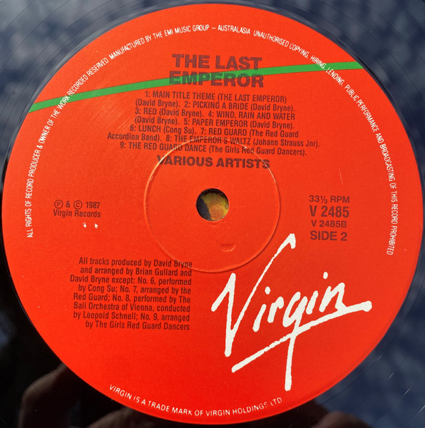 Ryuichi Sakamoto , David Byrne And Cong Su - The Last Emperor | Virgin (V 2485) - 4 Ryuichi Sakamoto , David Byrne And Cong Su - The Last Emperor | Virgin (V 2485) - 4