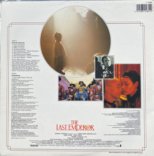 Ryuichi Sakamoto , David Byrne And Cong Su - The Last Emperor | Virgin (V 2485) - 2 Ryuichi Sakamoto , David Byrne And Cong Su - The Last Emperor | Virgin (V 2485) - 2