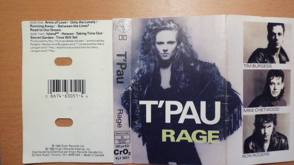 T'Pau - Rage [Cassette] | Virgin Records Canada Inc. (VL4 3051) - 2