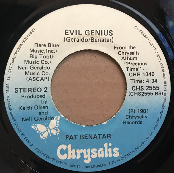 Pat Benatar - Promises In The Dark (7") [Vinyl] | Chrysalis (CHS-2555) - 2