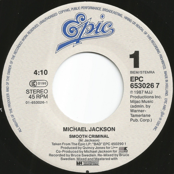 Michael Jackson - Smooth Criminal | Epic (653026 7) - 3