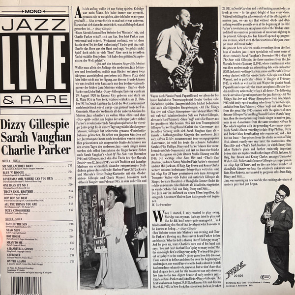 Dizzy Gillespie , Sarah Vaughan , Charlie Parker - Jazz Live & Rare | Delta (11 064) - main Dizzy Gillespie , Sarah Vaughan , Charlie Parker - Jazz Live & Rare | Delta (11 064) - main