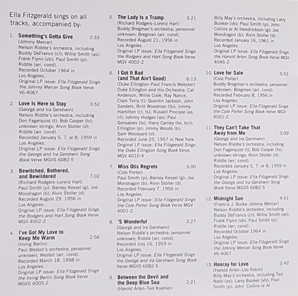 Ella Fitzgerald - The Best Of The Song Books | Verve Records (314 519 804-2) - 2