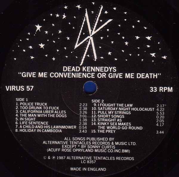 Dead Kennedys - Give Me Convenience Or Give Me Death | Alternative Tentacles (VIRUS 57) - 3