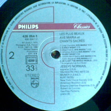 Orchestre Pro Arte De Munich , Kurt Redel Avec La Participation De Jessye Norman - Les Plus Beaux Ave Maria Et Chants Sacrés | Philips (426 054-1) - 3