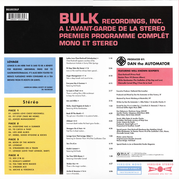 Nathaniel Merriweather Presents Lovage Avec Mike Patton & Jennifer Charles - Music To Make Love To Your Old Lady By | Bulk Recordings (BULK020LP) - main Nathaniel Merriweather Presents Lovage Avec Mike Patton & Jennifer Charles - Music To Make Love To Your Old Lady By | Bulk Recordings (BULK020LP) - main
