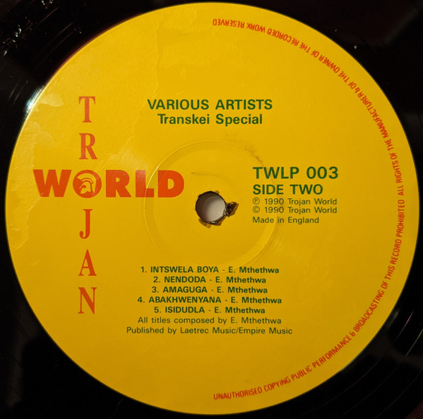 Various - Transkei Special | Trojan World (TWLP 003)