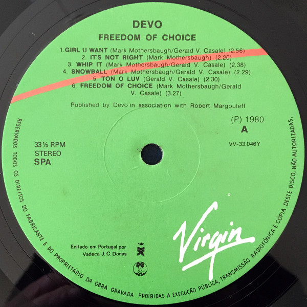 Devo - Freedom Of Choice | Virgin (VV-33.046Y) - 3