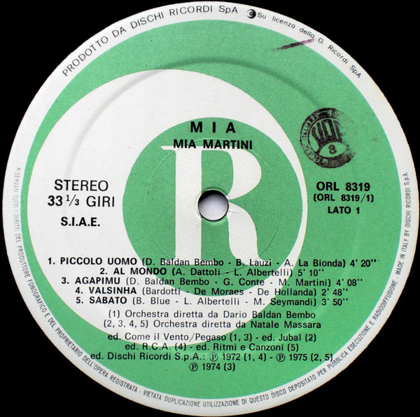 Mia Martini - Mia | Ricordi (ORL 8319) - 3