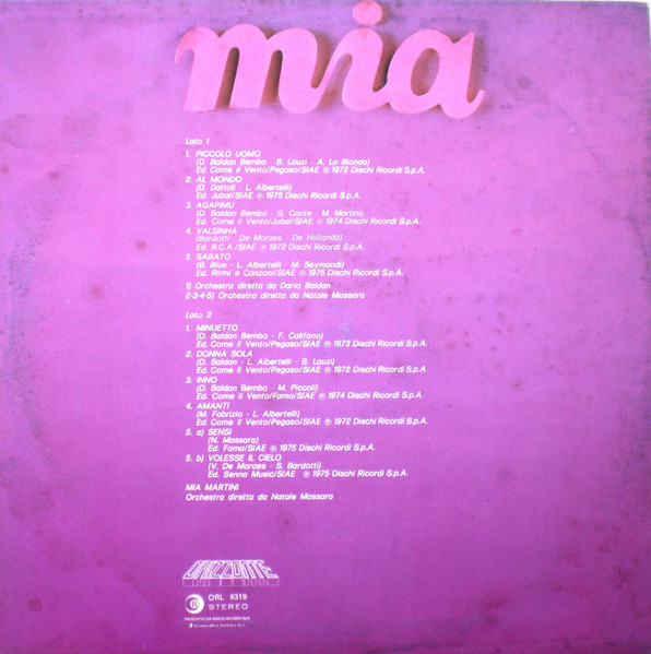 Mia Martini - Mia | Ricordi (ORL 8319) - 2