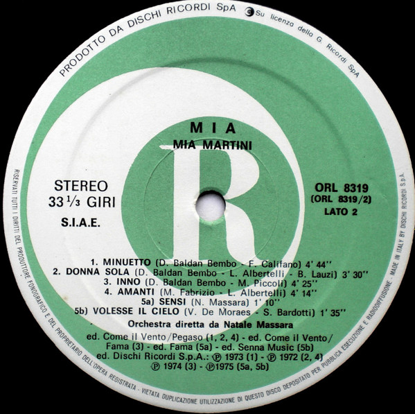 Mia Martini - Mia | Ricordi (ORL 8319) - 4