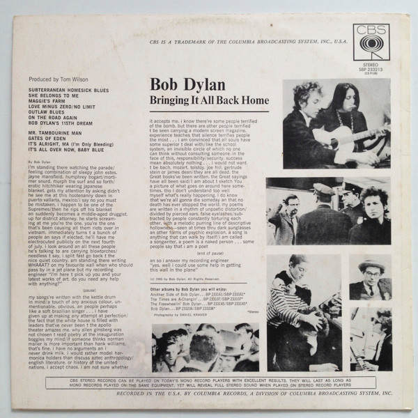 Bob Dylan - Bringing It All Back Home | CBS (SBP 233213) - 2 Bob Dylan - Bringing It All Back Home | CBS (SBP 233213) - 2